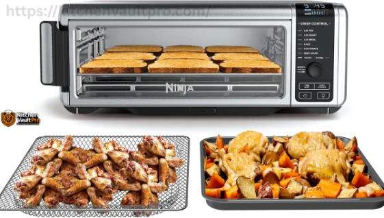 Ninja Foodi Digital Air Fry Oven SP101 with flip-up design for space-saving countertop cooking